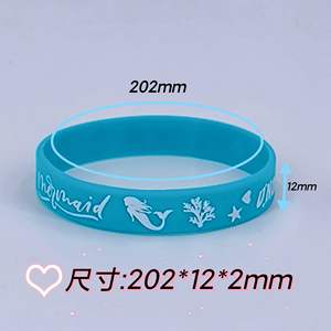 Bracelets ronds en silicone motif sirène, lot de 3, étanches, décoratifs, pour fêtes et bijoux - Product Image 2