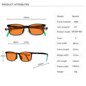 Monture TR90 tendance, couleurs variées, avec embouts antidérapants, <span class=keywords><strong>verres</strong></span> <span class=keywords><strong>rouge</strong></span>, orange, jaune, monture optique unisexe, lunettes anti-lumière bleue pour enfants - Product Image 3