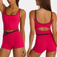 Ensemble 2 pièces de shorts de cyclisme style européen et américain, séchage rapide, respirant, taille haute, bretelles croisées, avec bordure contrastante
