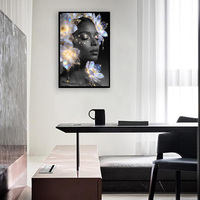 Peinture sur toile moderne de luxe en gros, élégante dame noire, art mural pour la décoration d'hôtels, villas et espaces commerciaux