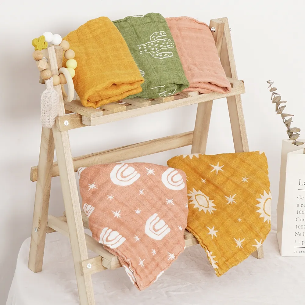 Fabricant serviette en mousseline pour bébé serviette en coton bambou plus douce 29*29cm serviette de bain à capuche pour bébé chiffon de nettoyage en coton multi-usages