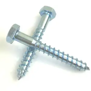 Tornillo de madera con cabeza hexagonal, galvanizado de Zinc