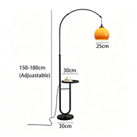 Lampe sur pied multifonctionnelle avec chargeur USB et table d'appoint, lampe sur pied LED en noyer pour salon, chambre à coucher, décoration de la maison