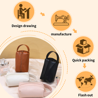 Pochette de maquillage portable mini en cuir PU avec fermeture éclair, style enveloppe rouge, porte-clés et porte-monnaie, personnalisable, étanche, pour bijoux et cosmétiques, idéale pour l'extérieur