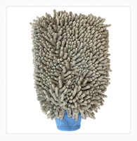 Gant de lavage de voiture multifonctionnel en polyester, épais, à forte absorption d'eau, avec brosse de détaillage intégrée