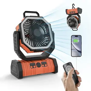 20000mAh Rechargeable Electric Industrial Camping Fan with LED Light Auto-Oscillating Desk Outdoor Tent Fan