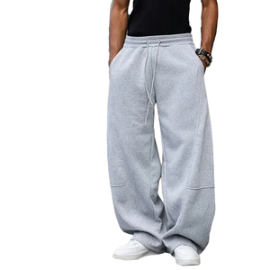 Pantalon décontracté pour homme, style américain, coupe droite et incurvée, 100% coton, léger, respirant, coupe ample, avec cordon de serrage, tendance - Product Image 1