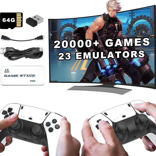 4K for HDMI Wireless Retro Game Console Plug Play with 20,000+ Games Dual 2.4G Wireless Retro Video Games Used Plastic