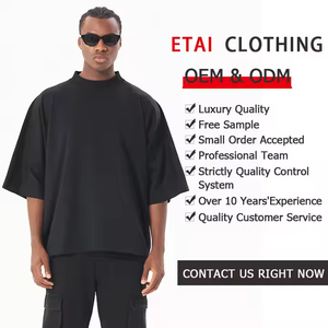 Camiseta holgada a la moda para hombre, camisetas de entrenamiento atlético con cuello redondo, Camiseta básica de algodón Premium de manga corta de peso pesado - Product Image 3