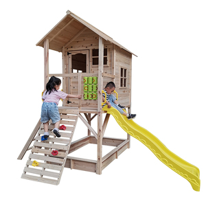 Casa <span class=keywords><strong>de</strong></span> Juguete Grande <span class=keywords><strong>de</strong></span> <span class=keywords><strong>Madera</strong></span> para Niños, Ecológica y Segura para Exteriores con Estructura para Escalar y Tobogán - Product Image 6