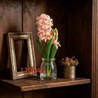2 Tangkai Bunga Hyacinth Buatan Warna Pink, Plastik, Simulasi Bunga, Vas Kaca, Tanaman Pot untuk Dekorasi Pernikahan, Meja, Balkon, Interior