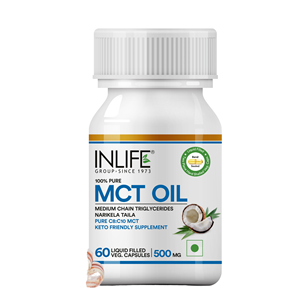 Comprimés MCT INLIFE Ayurveda de qualité supérieure, supplément C8 C10, MCTs purs dérivés de noix de coco pour l'énergie, qualité certifiée pour adultes - Product Image 1