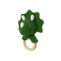 Peluche Animale Super Douce Personnalisée Triceratops Simulation, Hochet à Bavoir en Tricot Crochet Réaliste, Coton PP, Unisexe, ODM OEM