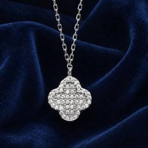 Collar con Colgante de Trébol de Cuatro Hojas en <span class=keywords><strong>Plata</strong></span> de Ley S925 Chapado en Oro de 14K, Listo para Enviar, Joyería al por Mayor para Mujer - Product Image 1