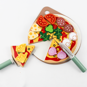 Juego de Pizza de Madera para Jugar, de Madera de Pino y Contrachapado MDF, Juguete de Comida de Imitación para Cocina, Juego de Cortar para Fiestas, Regalo para Niños - Product Image 1