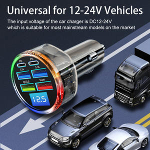 6 in 1 전기 슈퍼 고속 자동차 충전기 빠른 USB PD 충전기 100W 3.1A 유형 C 디지털 디스플레이 6 포트 자동차에 담배 충전기 - Product Image 6