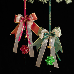 Ready Stock Xmas <b>Bow</b> Hanging Ornament Transparent Acrylic Bell Pendant for Home Shop Christmas Tree Decoration - Product Image 2