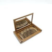 Ensemble peigne et miroir en bois sculpté ionique étanche avec logo personnalisé, en bois de soie doré, design naturel sculpté