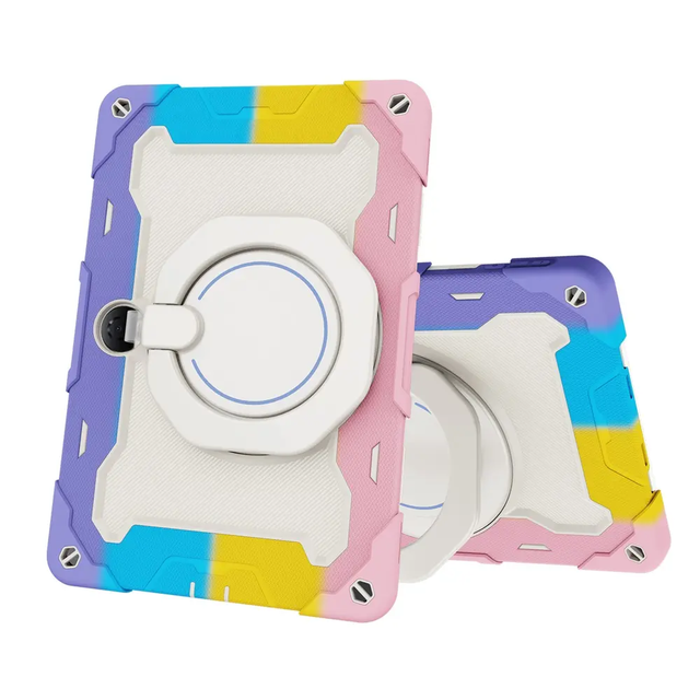 Colorful Cute Silicone Bracelet Rotating Stand Tablet Case for OPPO Pad 2 with Shoulder Straps Crossbody Heavy Duty Shockproof