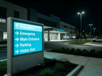 Panneau de signalisation autoportant personnalisé par le fabricant avec éclairage LED en aluminium pour la signalisation routière des hôpitaux et une utilisation extérieure