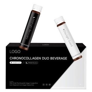 Boisson Duo au Collagène de Tomate Blanche Marque Blanche – Protection AM & Réparation PM – <span class=keywords><strong>Complément</strong></span> Cutané avec PQQ, Acide Hyaluronique 15000mg et Peptides - Product Image 1