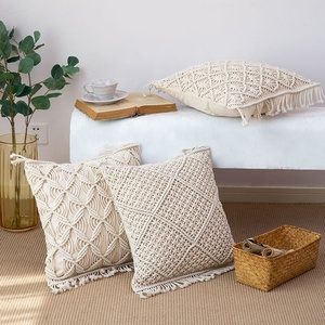 Großhandel Boho Home Dekorative 100% handgemachte Baumwolle Makramee Kissen bezug - Product Image 5