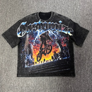 T-shirt d'été personnalisé pour <span class=keywords><strong>homme</strong></span> 100 % coton, motif uni, technique de lavage à l'acide, impression DTG personnalisée, sérigraphie, grandes tailles - Product Image 4