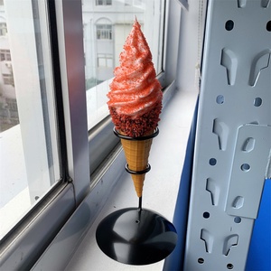 Chocolate Crispy <b>Waffle</b> <b>Cone</b> Original Ice Cream Strawberry Freeze-dried Crispy Sugar Powder Beach Model Faux Soft Serve Props - Product Image 5