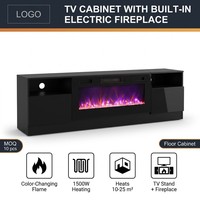 Europäisch-Amerikanischer Stil Elektrischer Boden-TV-Schrank mit Eingebautem Simuliertem Kamin, Fernbedienung, Farbwechselnde Flammen und Heizfunktion