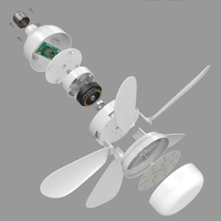 ETL Prise Ventilateur Lumière Dimmable Fleur E27 Ampoule 5 Lames Vis Sur Prise Ventilateur E27 Ventilateur De Plafond