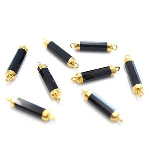 Conector chapado en oro con forma de tubo de liberación, ónix negro de 24 a 26 MM - Product Image 2