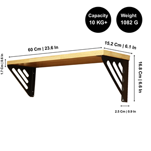 Étagère murale en bois noire élégante et décorative, grande taille, pour salon, chambre, salle de bain et bureau - Product Image 6
