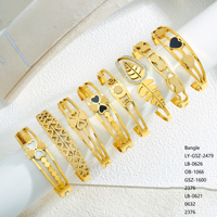 Bracelet Jonc Cœur à Cœur en Acier Inoxydable Plaqué Or 18K, Bijou Tendance « Amour Éternel » pour Vente en Gros 2026