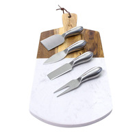 Set de table en marbre fait à la main pour restaurants assiette de service décorative avec corde suspendue ensemble de planche d'acacia en marbre