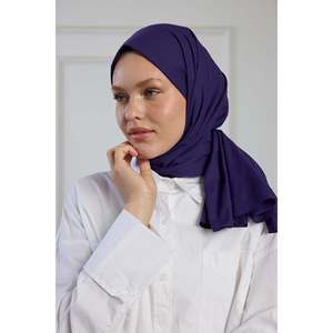 ผ้าคลุมกันแดดผ้าฝ้ายแท้ สีม่วงมะเขือยาว ผ้าพันคอผู้หญิง ผ้าฝ้าย 100% - Product Image 3