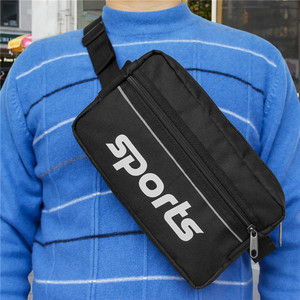 Sac banane de sport noir en polyester unisexe, sacoche bandoulière pour téléphone portable, idéal pour les activités de plein air - Product Image 1