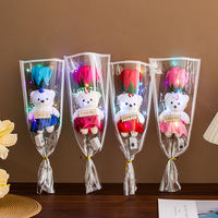 Idées de cadeaux de la Saint-Valentin faits à la main : Bouquets de fleurs de savon en forme d'œillets et d'ours en peluche à tige unique, en gros, pour événements