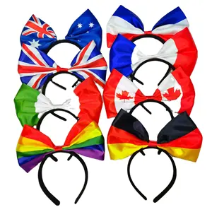 Personnalisé Pas Cher Événement Sportif National Filles Tissu Drapeau Bandeau Tête Cerceau Agal Bandeaux avec Logo Pour Les Femmes Cheer