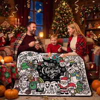 Couverture DIY Graffiti Hiver Style Dessin Animé Antistatique Lavable en Machine pour Enfants Éducation Précoce Coloriage & Dessin