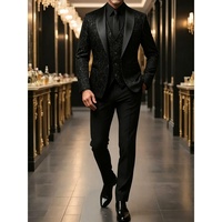 Nouvelle Arrivée Costume de Mariage Homme Formel Smoking Jacquard Revers Châle Blazer Gilet Pantalon Ensembles 3 Pièces pour Hommes