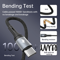 Câble USB-C vers USB-C (tressé en nylon et TPE) pour charge rapide AC-55 60W 5A, charge rapide PD pour ordinateur, téléphone, tablette