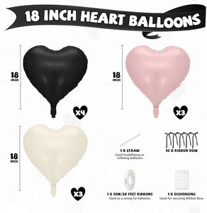 10Pcs/set 18 Inch Heart Shaped Balloon with Bow Ribbon Foil Balloons Set for <strong>Brithday</strong> Baby Shower Valentines Party <strong>Decoration</strong> - Product Image 2