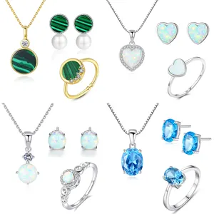 Set Perhiasan Kustom, Aksesori Hypoallergenic Anting Wanita Cincin Kalung 925 Sterling Silver Perhiasan Set