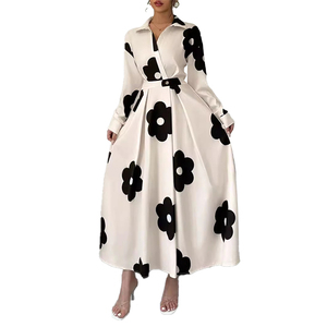 Mùa Hè Cổ Điển Phụ Nữ Thanh Lịch Buổi Tối Ăn Mặc Giản Dị Dài Tay Áo Thiết Kế Thời Trang In Voan Tầng Chiều Dài Ăn Mặc - Product Image 3