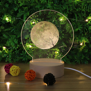 Nhà Máy Giá LED tâm trạng ánh sáng gỗ căn cứ Acrylic 3D LED đèn cơ sở bằng gỗ đèn cho trang trí nội thất - Product Image 5