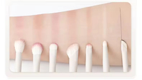 Ensemble de 7 pinceaux à maquillage pour les yeux en poils de chèvre naturels beiges, étiquette privée, luxe, haute qualité, logo personnalisé