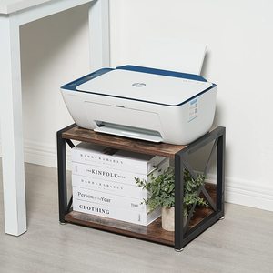 Iron And Wood Storage Rack 2 Tier <b>Desktop</b> Organizer Natural Wood Color Rectangle Standing Type Office Use - Product Image 2