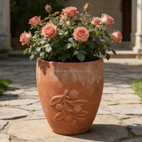Pots en terre cuite vintage, embossés, respirants, pour plantes, arbustes de jardin, pots décoratifs pour cour