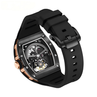Reloj Mecánico Personalizado con Logotipo para Hombre, Esfera Transparente Luminosa, Caja de Acero Inoxidable, Correa de Silicona, Resistente al Agua 3ATM, MOQ Bajo