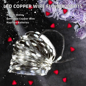 Adjust Flashing Copper <b>Wire</b> Lamp Button Battery DC Valentine's Day <b>Flowers</b> Handmade LED Bouquet Christmas Lights - Product Image 2
